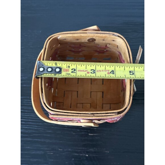 Longaberger "Let It Snow" 2000 Handwoven Basket with Handle & Red Accents USA - Picture 9 of 10